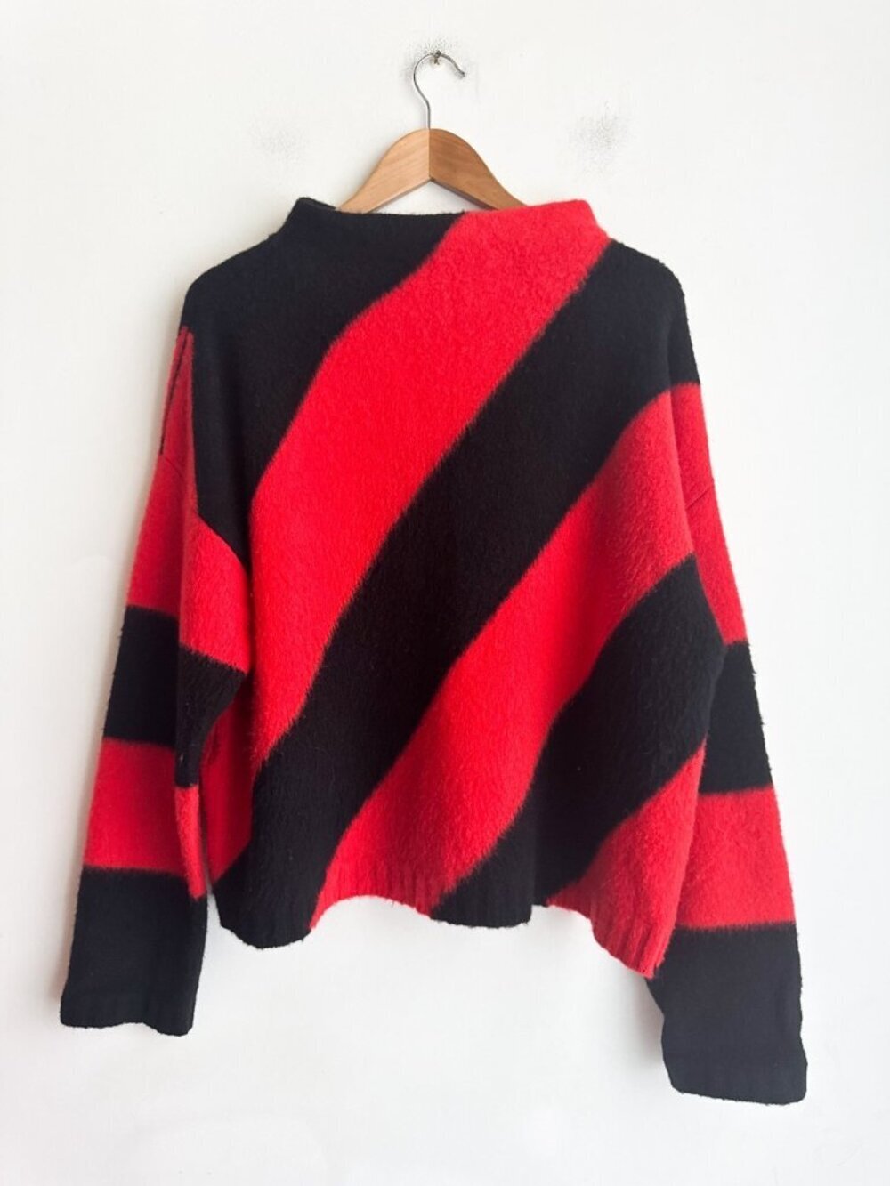 Pier Antonio Gaspari Virgin Wool Cashmere Blend Orange Black Stripe Sweater M/L